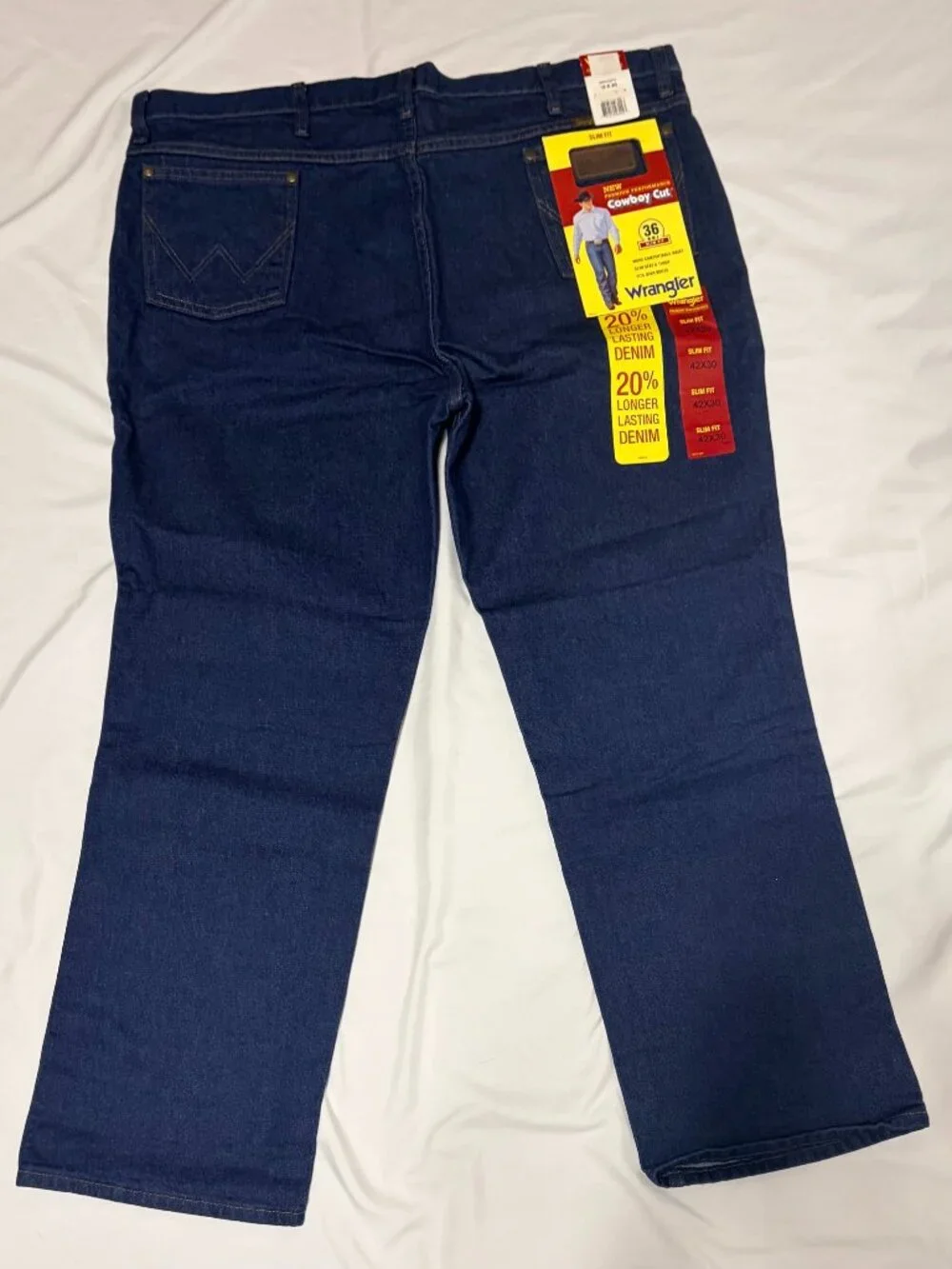 NWT Wrangler Cowboy Cut 36MWZ Slim Fit Jeans Mens 42x30 Dark Wash Denim